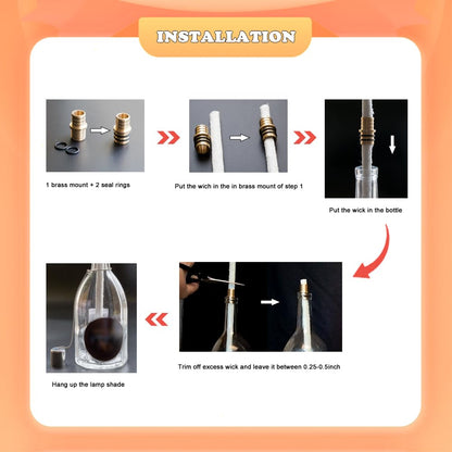 Wine Bottle Torch Kit 8 Pack, Includes 8 Long Life Torch Wicks, Lamp Cover & Brass Wick Mount(13.7 Inch,Bottle not Included)