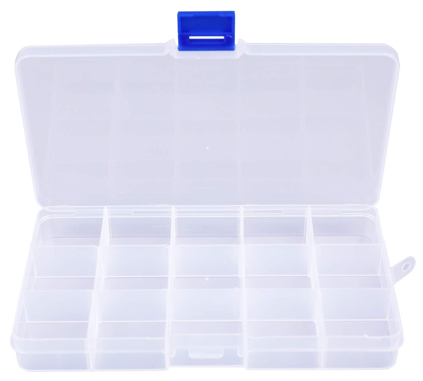 Lawei 15 Pack Plastic Jewelry Box - 15 Grid Organizer Storage Box with Adjustable Dividers Plastic Compartment Container for Bead Jewelry Craft Tackles