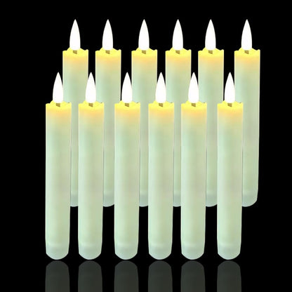 Houdlee 12 Packs Flameless Taper Candles Battery Operated Fake 6.3 Inch Long Candle Light LED Flameless Candlesticks Flickering Tapered for Wedding, Halloween, Christmas No Remote