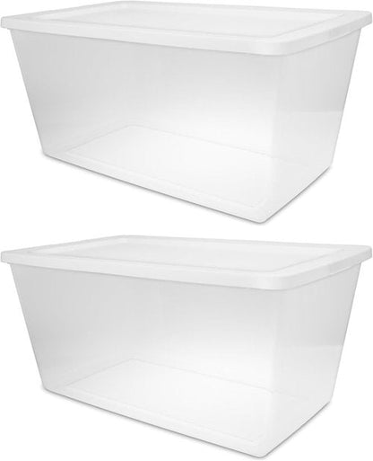 Clear Plastic Storage Bins by [Brand Name] - 90 Quart Stackable Organizer for Home & Office | 2-Pack