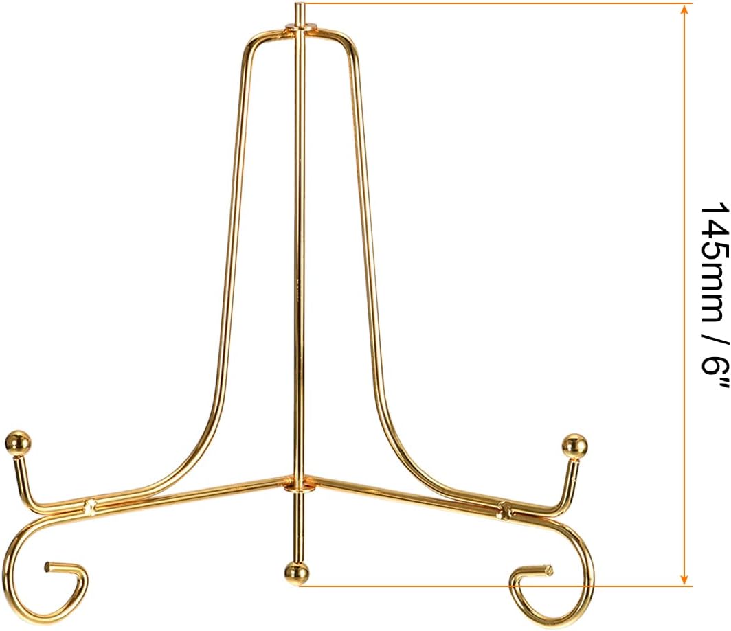 uxcell 6 Inch Plate Stand for Display, 6Pcs Iron Decorative Plate Holder, Folding Display Stand, Gold