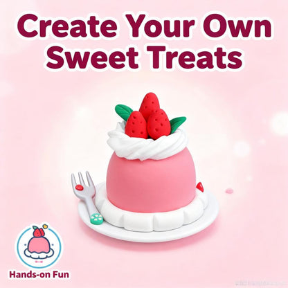 Air Dry Clay Dessert Kit for Kids – 12 Mini Dessert DIY Crafts with Tools, Birthday Cake & Ice Cream Pretend Food, Non -Toxic Arts & Crafts Gift for Girls & Boys Ages 5+