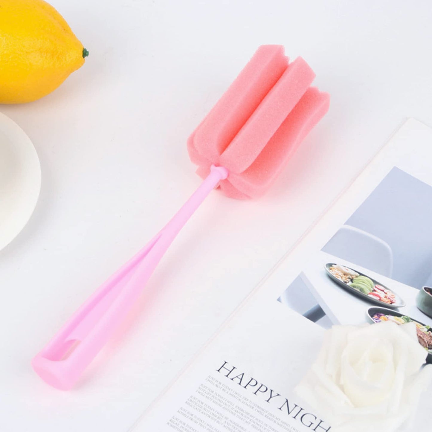 Bottle Brush Sponge 8PCS Cup Washer Brush Long Handle Cleaner Brush for Baby Bottle Glasswares Mugs Cups Kitchen Clean (8 PCS)
