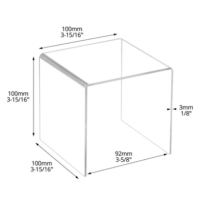 QWORK Clear Acrylic 4"x4"x4" Display Risers – 8 Pack Lightweight Stands for Cupcakes, Jewelry & Crafts