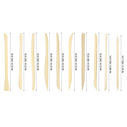 VILLCASE 30pcs Wooden Clay Sculpting Tools, 6.1'' Double Ended Clay Modeling Tools for Cutting Shaping Carving, Polymer Pottery Dough Ceramic Modeling Kit for Classrooms, Beginners, Group Activities