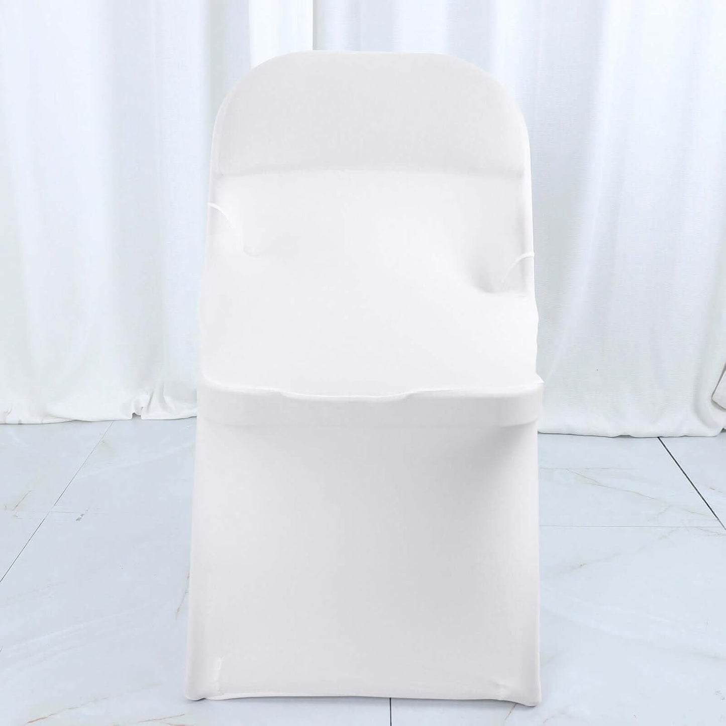 1 Set Rosette Efavormart White Satin Spandex Stretch Folding Chair Cover for Party Dining Chairs Wedding W/Foot Pockets