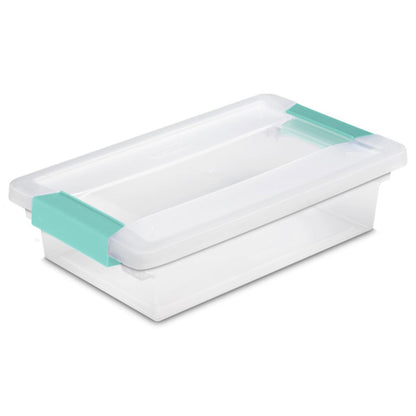 Sterilite 6-Pack Clip Box, Stackable Clear Plastic Bins with Latching Lids, Small - Writing, Arts or Crafts Supplies Storage Containers for Home, Office, Classroom and Workshop Organization