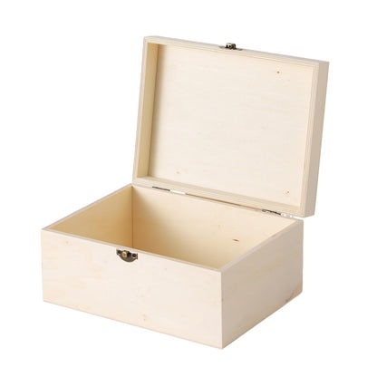 2 Pack Large Unfinished Wooden Box with Locking Clasp - 9.2x6.9x4.5 in-8.2X5.8X3.5in Natural Super Thick Poplar Box DIY Keepsake Wooden Boxes