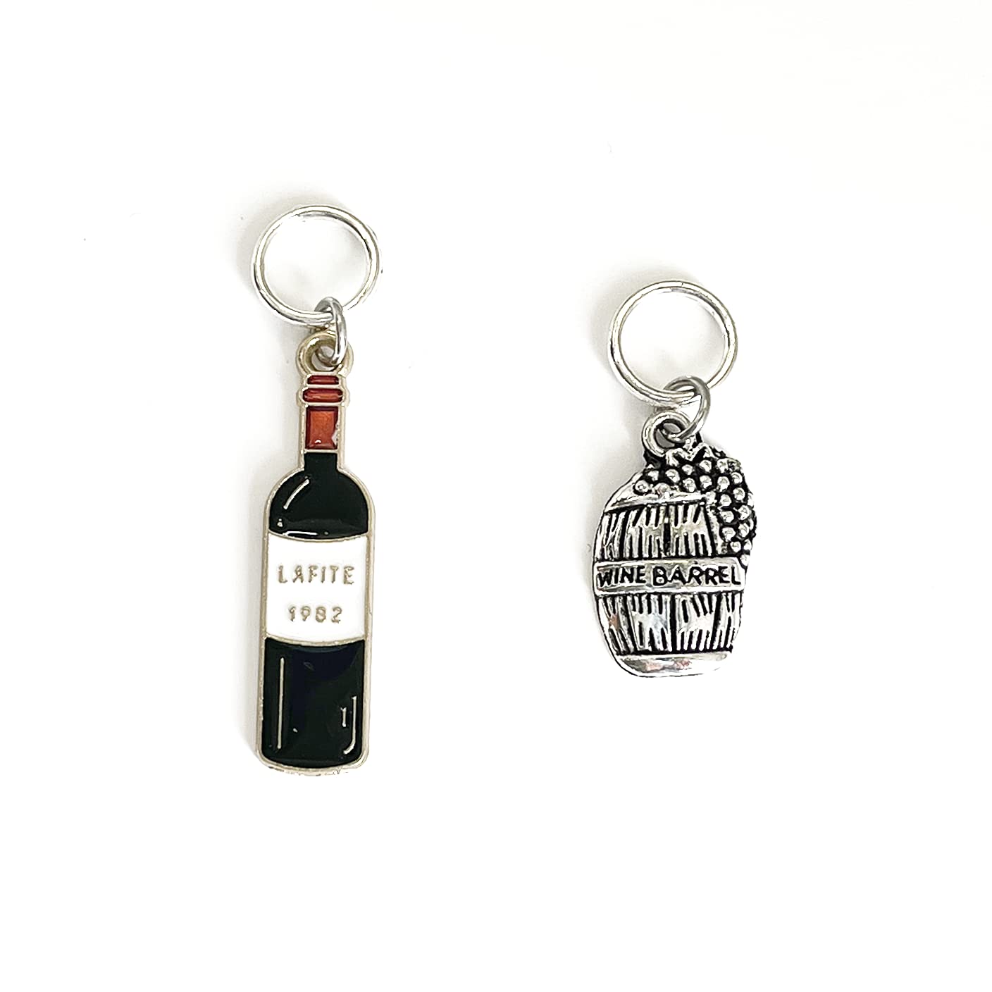 Pretty Warm Designs Wine Lover Stitch Markers with Metal Case, Set of 6 Knitting Notions and Enamel Metal Yarn Markers for Fiber Arts