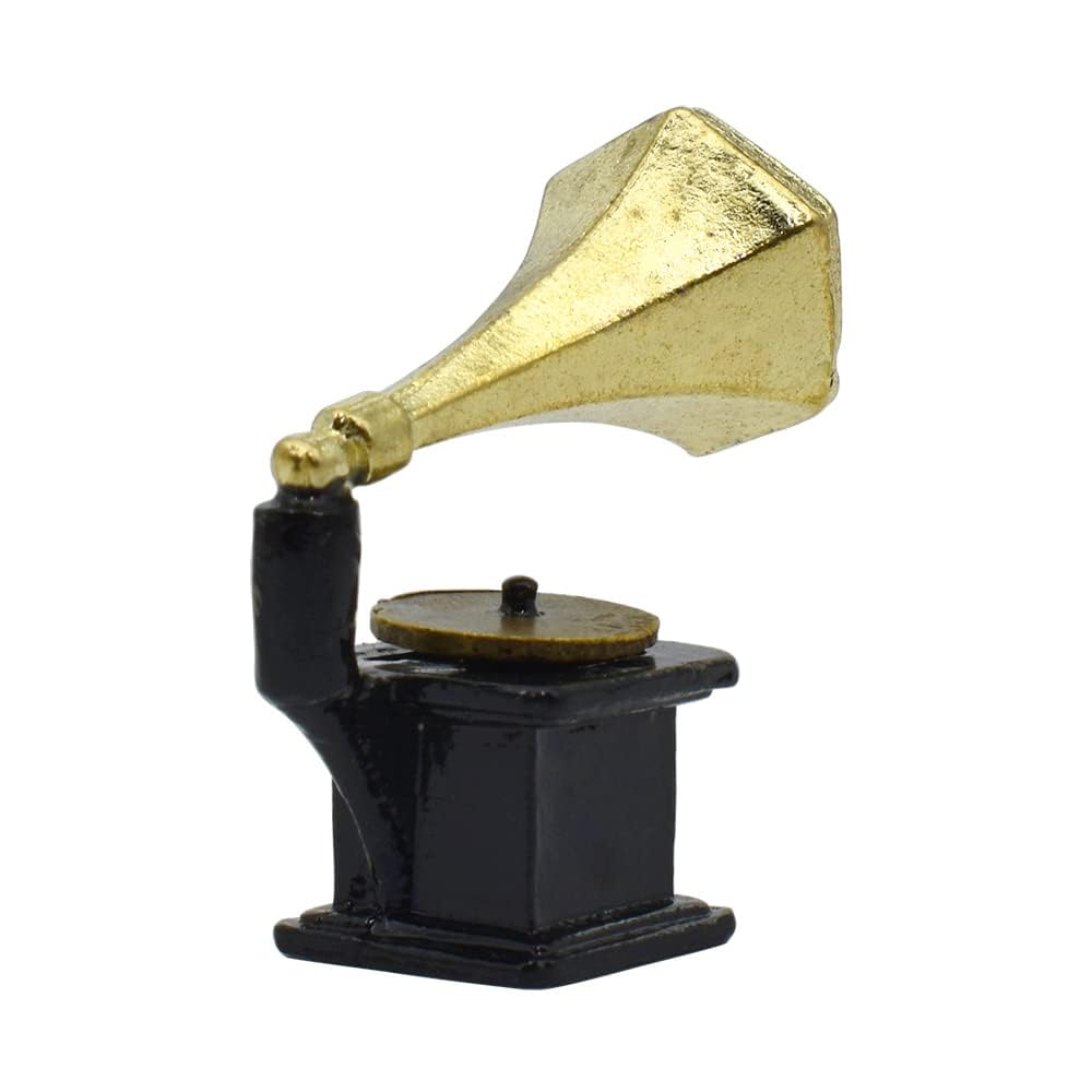 iLAND Miniature Dollhouse Accessories on 1:12 Scale, Grandfather Wall Clock and Record Player, elf Accessories