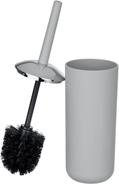 Brasil Toilet Brush with Holder - Plastic Toilet Bowl Cleaner Brush, Grey, Dimensions 3.9 x 3.9 x 14.6 in