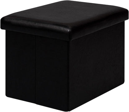 16.5"x12.6"x12.6" B FSOBEIIALEO Folding Storage Ottoman Cube Faux Leather Ottomans for Living Room, Bedroom, Home