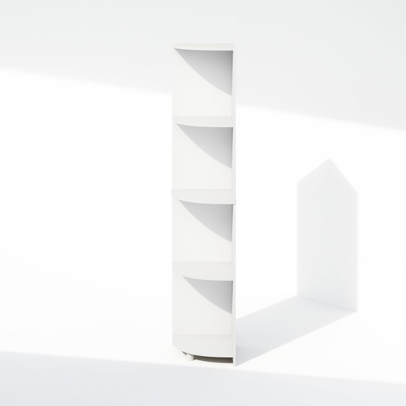 Furinno Basic Book Shelf, 4-Tier Bookshelf, Bookcase with Corner Shelf, 12 x 12 x 57.1, for Living Room, Bedroom, Home Office, White