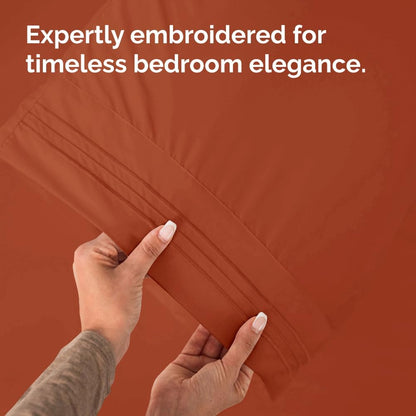 Skiennix Standard Pillow Cases Set of 2 - Soft Hotel Quality, Wrinkle-Free & Stain Resistant - Terracotta