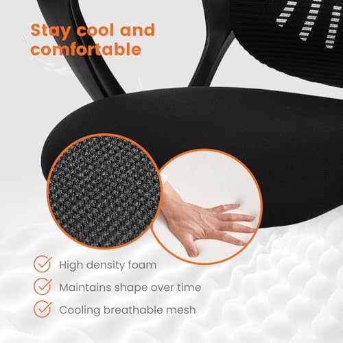 Sweetcrispy Ergonomic Mid-Back Mesh Home Office Desk Chair with Wheels, Lumbar Support, and Comfortable Armrests for Home, Bedroom, Study, Office