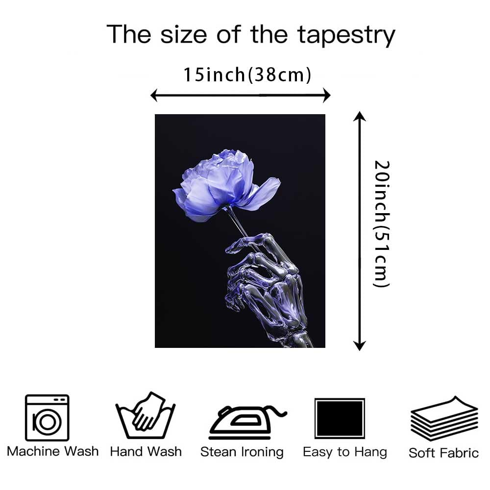 LATETOMT Skull Tapestry Goth Tapestry Black Vertical Tapestries Flower Skeleton Wall Tapestries Lovers Wall Hanging Valentine's Day Decor for Bedroom Living Room 15x20in 3 Pieces LTMTAYW501