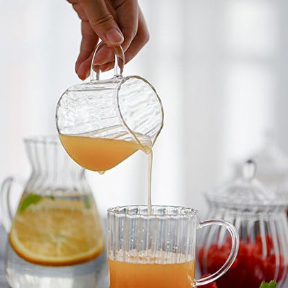 CHOOLD Creative Clear Crystal Glass Creamer Jug for Kitchen, Embossed Stripe (4/5.5/9/12oz)