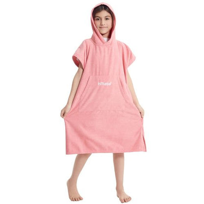 Hiturbo Kids Changing Towel Poncho: Quick Dry Absorbent Bath Towels Hoodie - Microfiber Swim Surf Poncho for Beach Pool Swimming Surfing - Pink