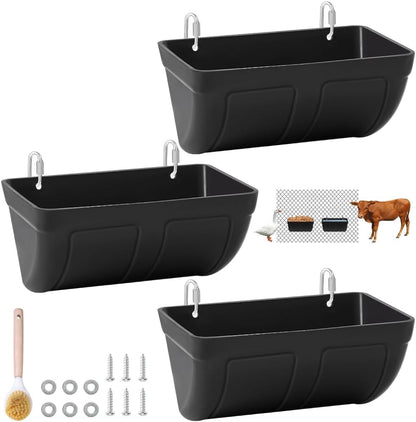 CENCODE 5 3pack Hanging Chicken Feeder Trough and Goat Feeder, Sheep Deer Poultry Dogs Deers Gooses Duck Fence, Quart