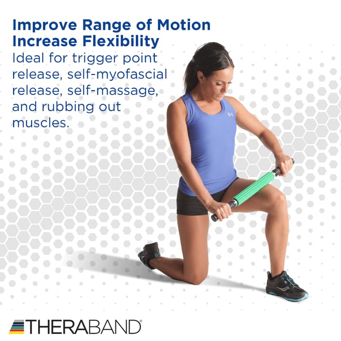 THERABAND Roller Massager +, Muscle Roller Stick for Self-Myofascial Release, Deep Tissue Massage Rolling Pin, Trigger Point Release, Muscle Soreness, Best Gifts for Runners, Athletes, Crossfit