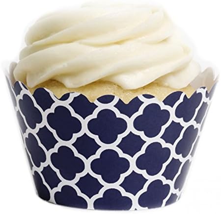Dress My Cupcake Navy Blue Spanish Tile Cupcake Wrappers, Set of 12