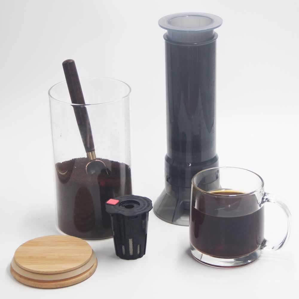 Portable Travel Coffee Maker Press, Camping Coffee Press, Compatible with K Cups and Ground Coffee, 4~12 OZ