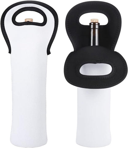 Sublimation Blanks Insulated Wine Bag, Portable Neoprene Wine Tote Holders, 2 Pack for Wine/Beer/Cans/Water