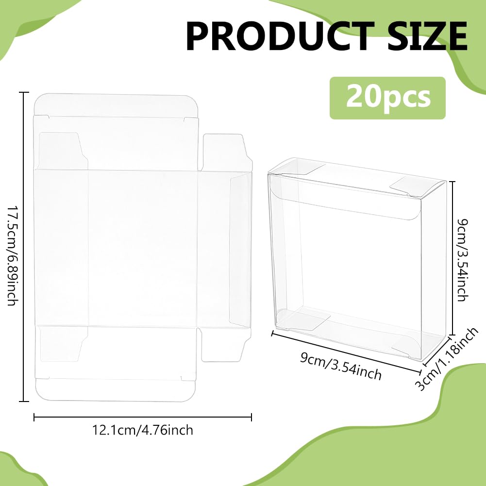 BENECREAT 20Pcs Clear Gift Boxes, 3.5x3.5x1.2inch PVC Wedding Favour Boxes for Candy Chocolate, Birthday Present Contains, Party Favor, Festival Gift Packaging