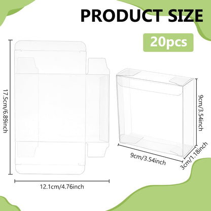 BENECREAT 20Pcs Clear Gift Boxes, 3.5x3.5x1.2inch PVC Wedding Favour Boxes for Candy Chocolate, Birthday Present Contains, Party Favor, Festival Gift Packaging