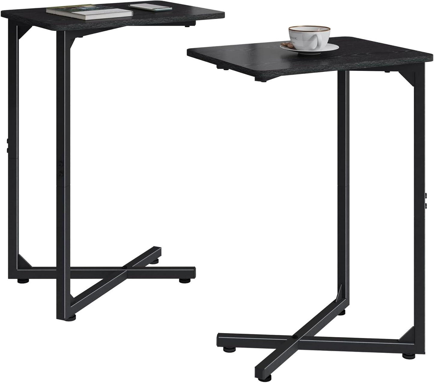NEFROM Set 2, ET-X-BK2 C-Shaped End Tables, Sofa TV Trays of Small Couch Side Table for Living Room, Bedroom, Bedside