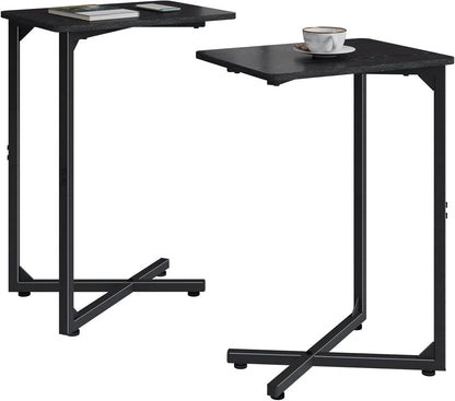 NEFROM Set 2, ET-X-BK2 C-Shaped End Tables, Sofa TV Trays of Small Couch Side Table for Living Room, Bedroom, Bedside
