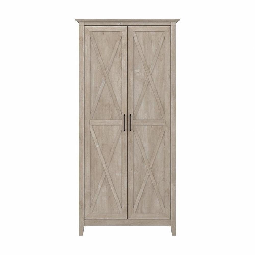 Bush Home Key West Kitchen Pantry Cabinet in Washed Gray