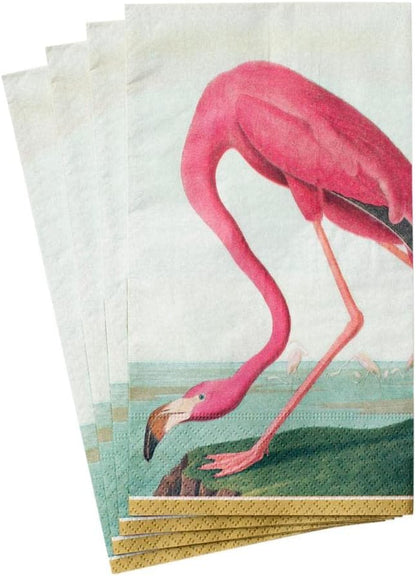 15 Package, Caspari Audubon Birds Paper Guest Towel Napkins, Per Pink