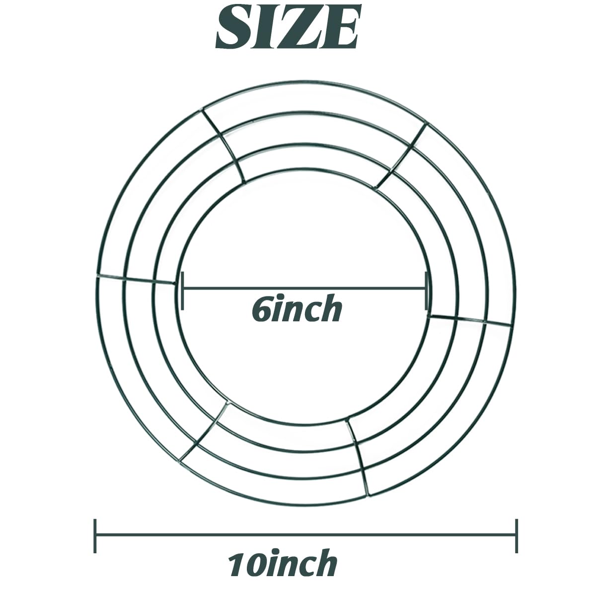 TIHOOD 10PCS 10” Metal Wreath Frame Green Wire Wreath Rings for Christmas New Year Party Home Decor DIY Crafts Supplies