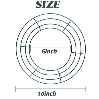 TIHOOD 6PCS 10” Wire Wreath Frame Round Metal Wreath Form for Crafts & Floral Decorations on Weddings Christmas Home Party Celebrations, Dark Green