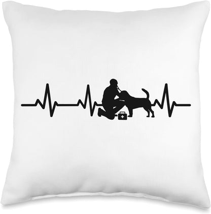 Veterinarian ECG Heartline Veterinary Assistant Pet Health Throw Pillow, 16x16, Multicolor