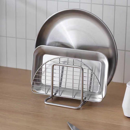 Teensery Cutting Board Holder Stainless Steel Wire Chopping Board Stand Cutting Board Storage Rack Organizer with 2 Slots for Kitchen Countertop, 1 Piece