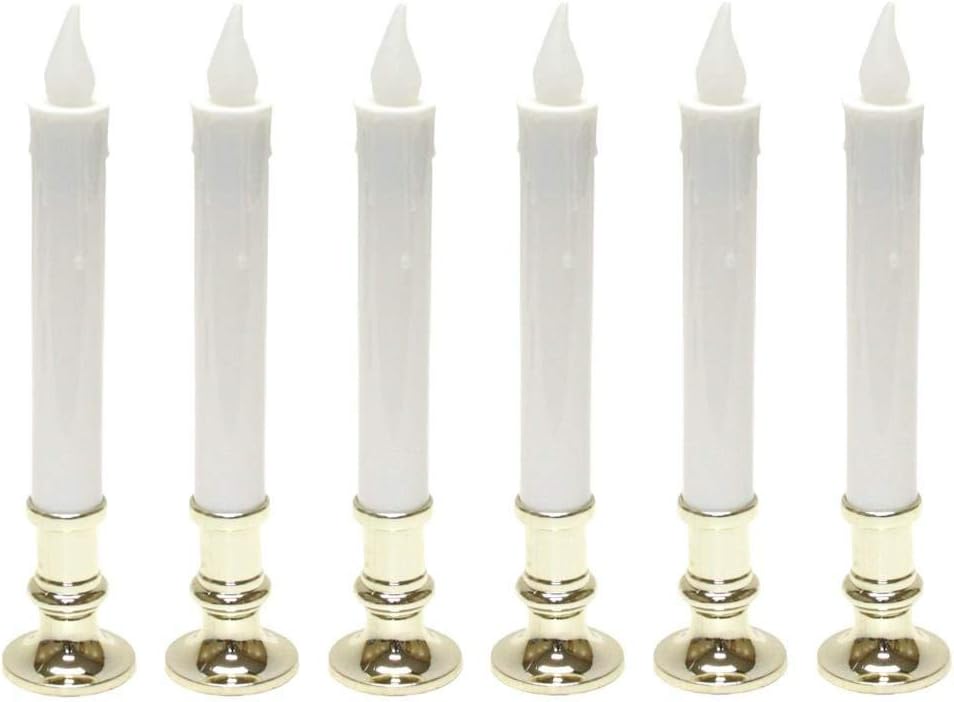 Gerson 9 Inch Battery Operated Candolier Candle Lamp with Timer, 6 Pack