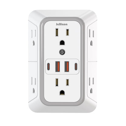 JcBlaon Outlet Extender Surge Protector - 6 Outlet Splitter with 4 USB Ports (2 USB C), Multiple Plug Expander Wall Charger, 3 Sided Multi Plug Wall Adapter Power Strip for Home Office Kitchen Travel