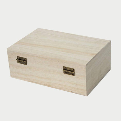 Zhou Pine Wood Storage Box - Natural DIY Accessories Set with Hinged Lid and Front Buckle, Perfect for Art Lovers and Family Collections