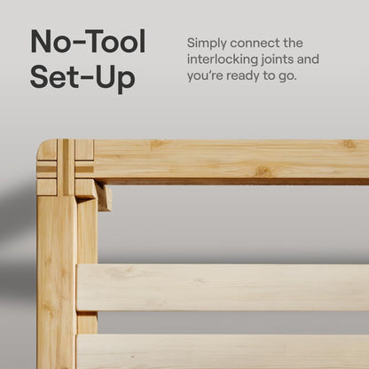 Nectar Bamboo Platform Bed Frame - Full - Natural - Floating Center Support Legs - 12” Height - Easy Tool Free Set Up - Contemporary and Durable - Sturdy Wooden Support Slats - Holds Up to 800 Pounds