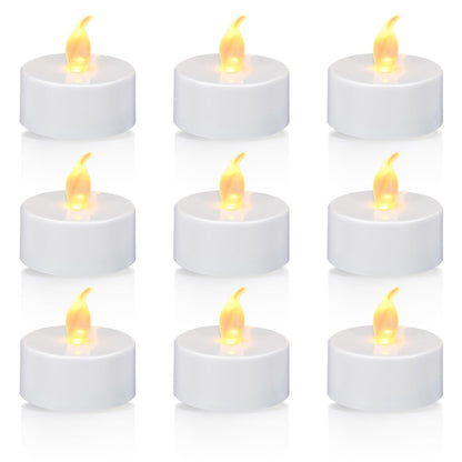 KOABY 24 Pack Tea Lights with Timer, Auto-On 6 Hours and Off 18 Hours in 24 Hours Cycle Automatically, Battery Operated Flameless Flickering Tea Lights with Timer(24 Pack, Warm Yellow)