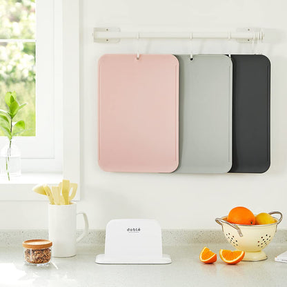 Premium Upgraded doblé Non-Scratch Flexible Cutting Board for Chopping, Scratch Free, Juice Grooves with Easy Grip Handle, Non-Slip Dishwasher Safe for Kitchen 9.3" x 13.7" (Deep Black)
