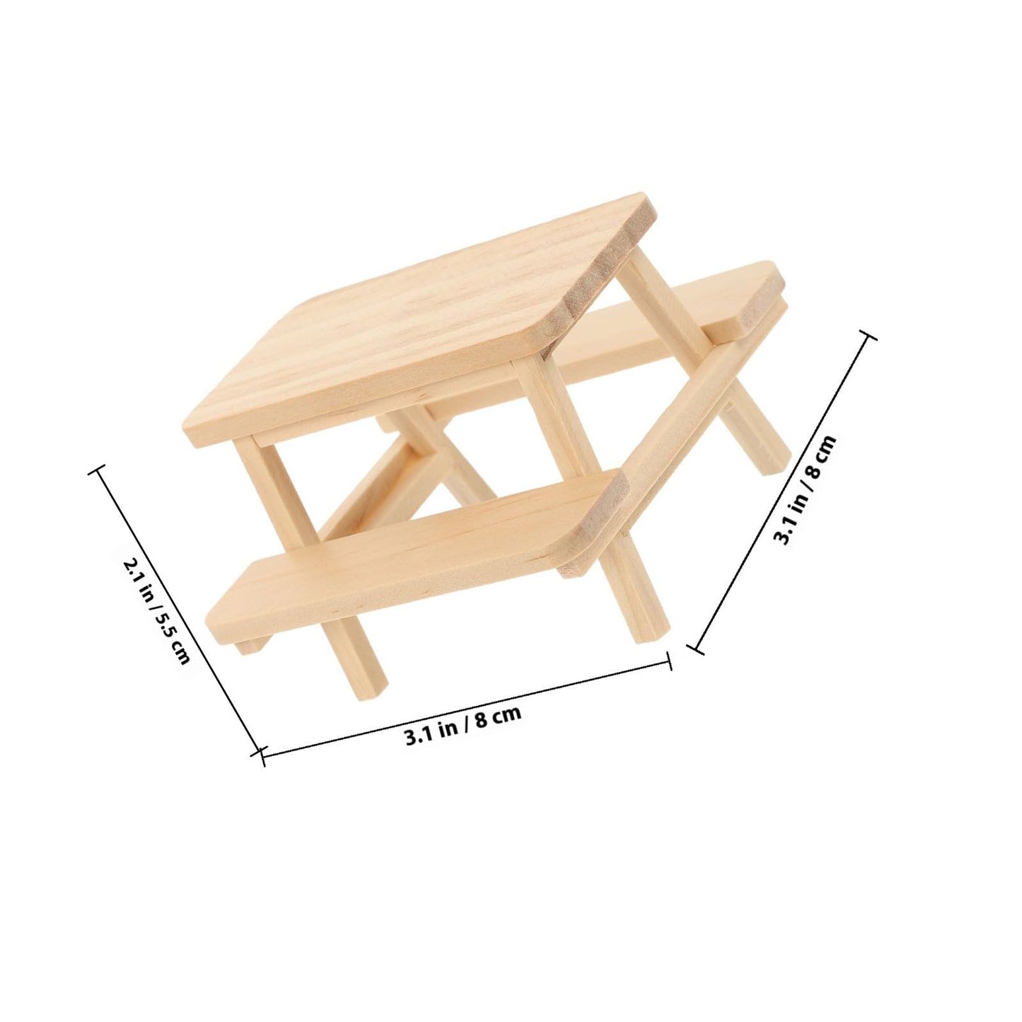 Garneck 1/12 Scale Miniature Dollhouse Picnic Table and Chairs Set: Wooden Tiny Dollhouse Furniture for DIY Micro Scenes Fairy Garden Decoration & Photography Prop