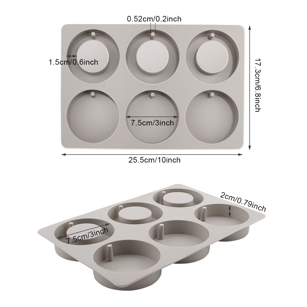 WANDIC Silicone Mold, 1 Pcs 6 Cavities Soap Molds for Making Handmade Soap, DIY Ornaments