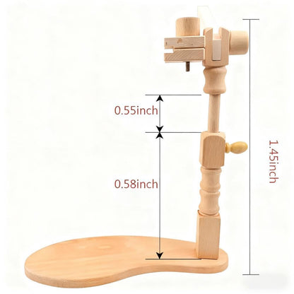 Beech Wood Embroidery Hoop Stand, Adjustable 360° Rotate Cross Stitch Needlepoint Stand Wooden Sitting Embroidery Hoop Frame
