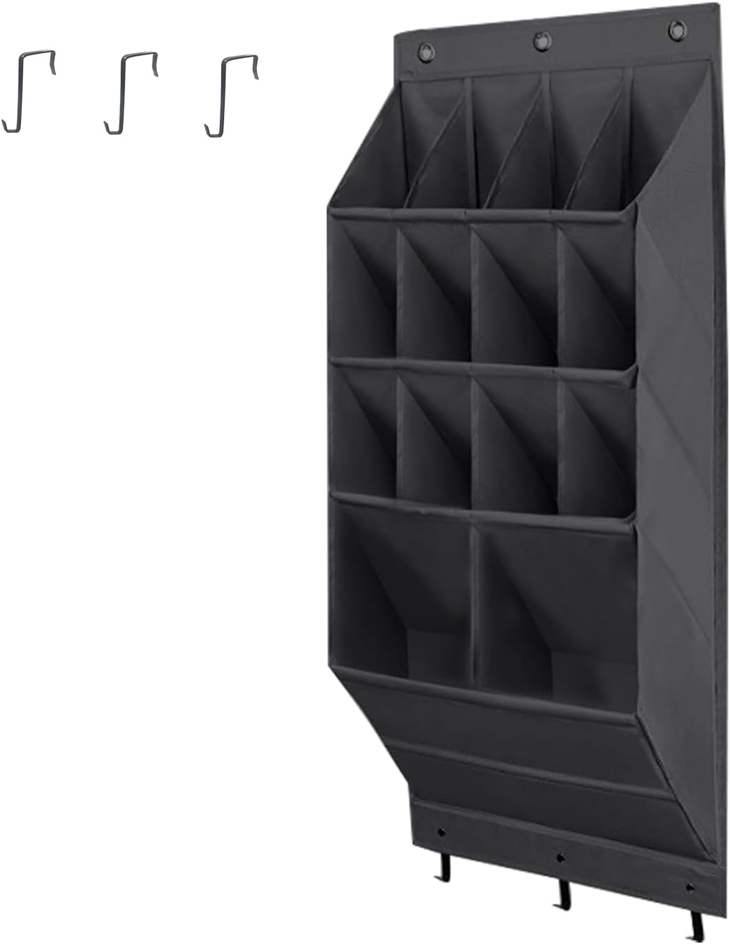 14 600D 6 Over the Door Shoe Organizer, Pockets Hanging Shoe Storage Rack with Large Deep Pockets, Oxford Fabric Grey