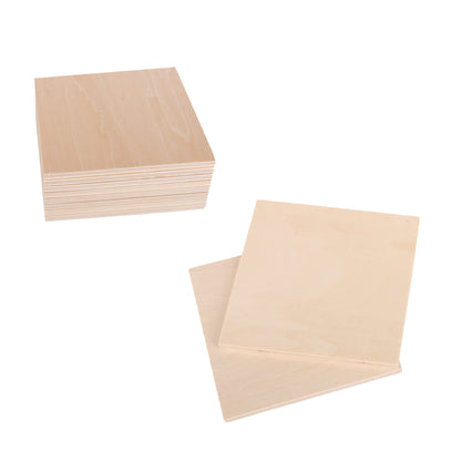 RDEXP 10x10cm Blank 5mm Thickness Wooden Board Unfinished Unpainted Wood Sheets for Wood DIY Craft Carving Modeling Set of 10