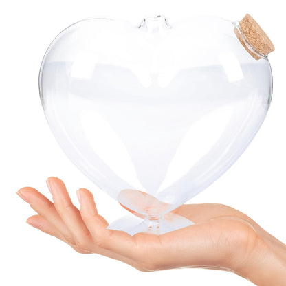 Cork Jar Glass Bottle Heart: Heart Shaped Jar with Cork Lid - Bottles - Message in A Bottle Kit - Cute Decorative Jars for DIY Art Crafts Projects Decoration Party Supplies Wedding