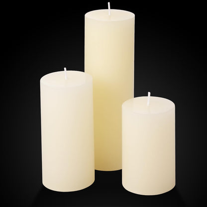 Shihanee Set of 12 Pillar Candles and Glass Cylinder Vases Clear Cylinder CandleHolders for Slim Pillar Candles Wedding Centerpieces(2.6''x 4.7'', 5.9'', 7.9'',Ivory White)